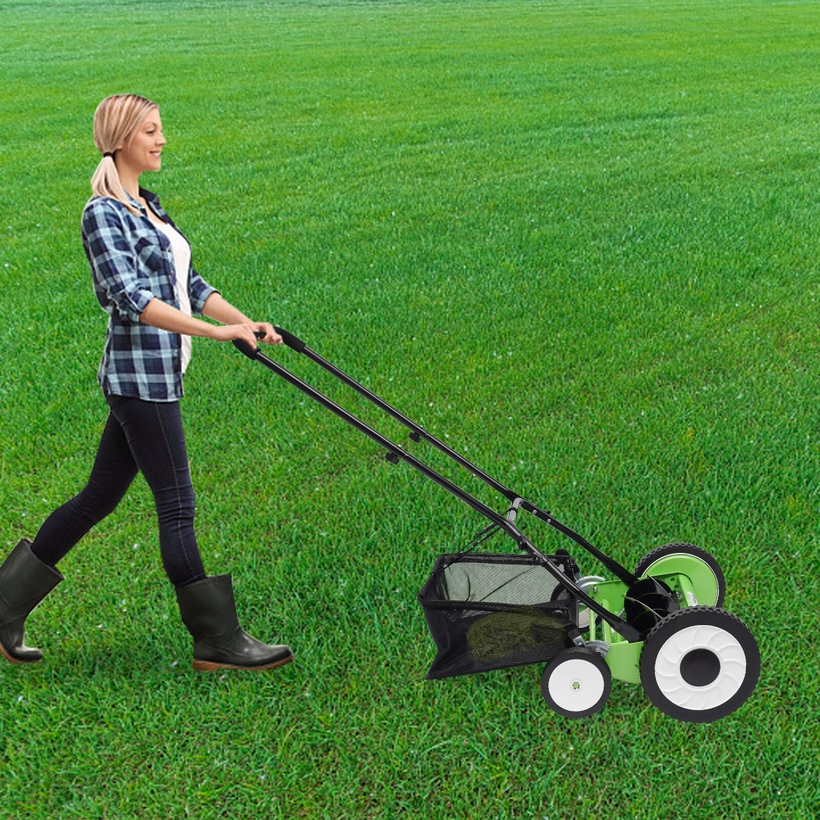NEW?! Manual Hand Push Grass Cutter Lawn Mower Lawnmower 16in Cutting Width gallery
