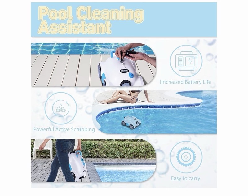 Hinice Cordless Robotic Pool Cleaner Automatic Vacuum 150 Min 2200 Sq Ft IPX8 gallery