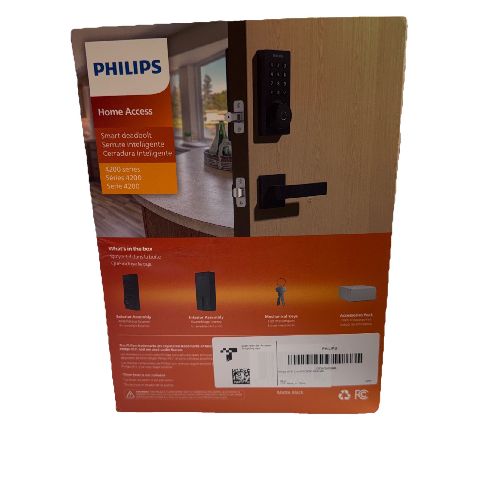 Phillips Home Access Smart Deadbolt 4200 Series Smart Lock - Matte black gallery