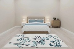 Hand Tufted Modern Beige Wool & Viscose Area Rug Handmade Carpet for Home Decor