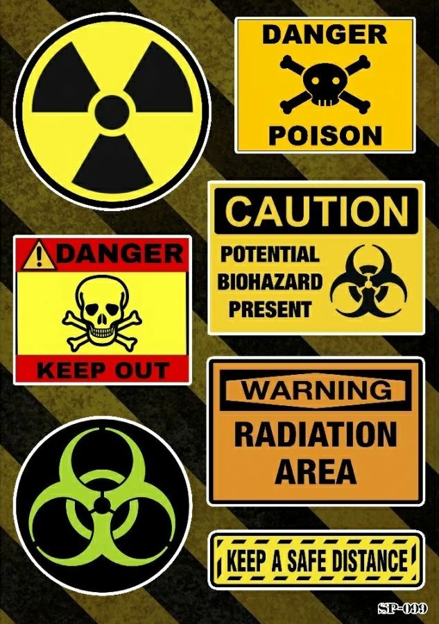 Radiation Danger Biohazard Caution Poison Sticker Pack | Skull Warning Symbols gallery