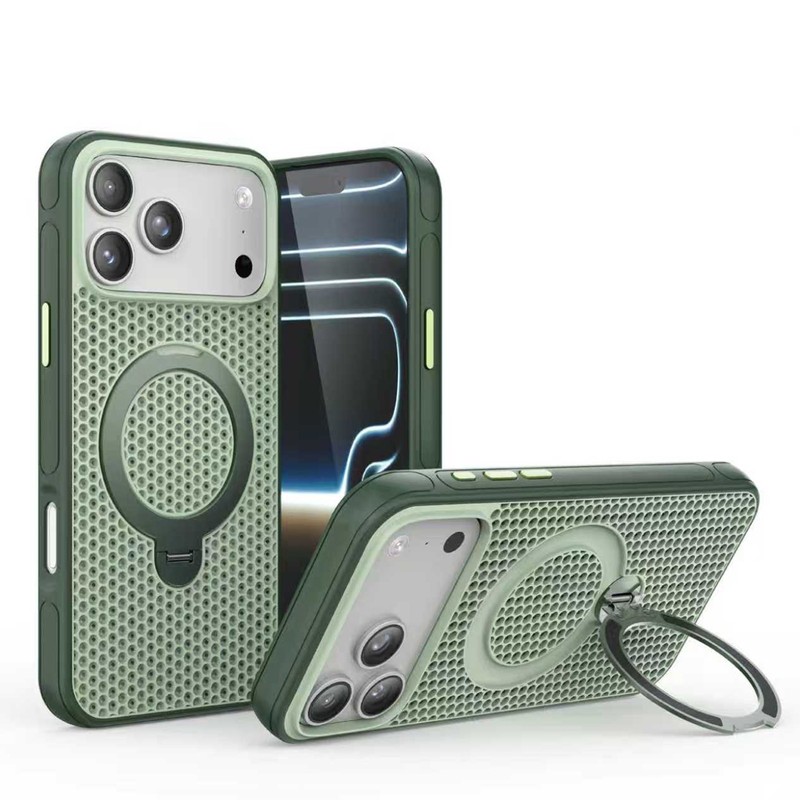 For iPhone 17 Pro Max 16 15 14 Shockproof Stand Mag Safe Heat Dissipation Case gallery