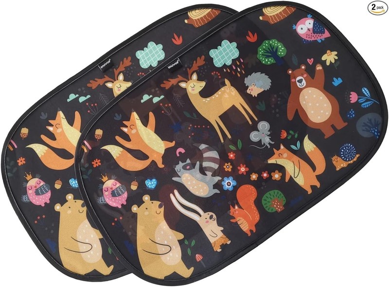 2 Pack Animals Cartoon Car Window Sun Shades for Kids - 21x14 Inches - Baby Sun gallery