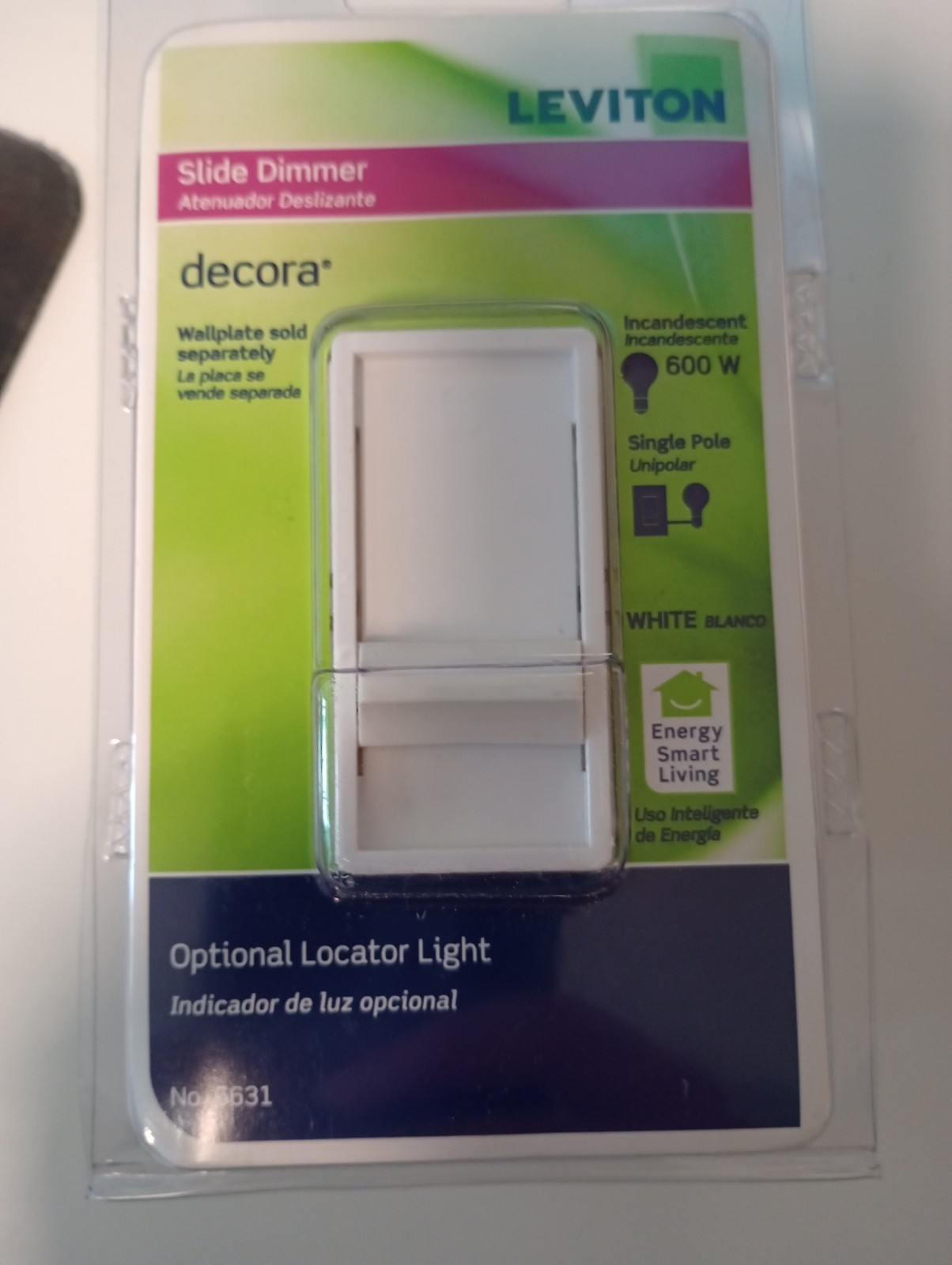 Leviton Sure Slide Slide Dimmer 600W Incandescent Single-Pole, White C22-6631-LW gallery