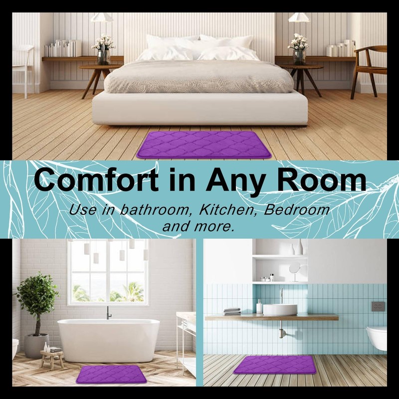 Memory Foam Bath Mat Soft Absorbent 47x24 In Non Slip Washable Shower Floor Rug gallery