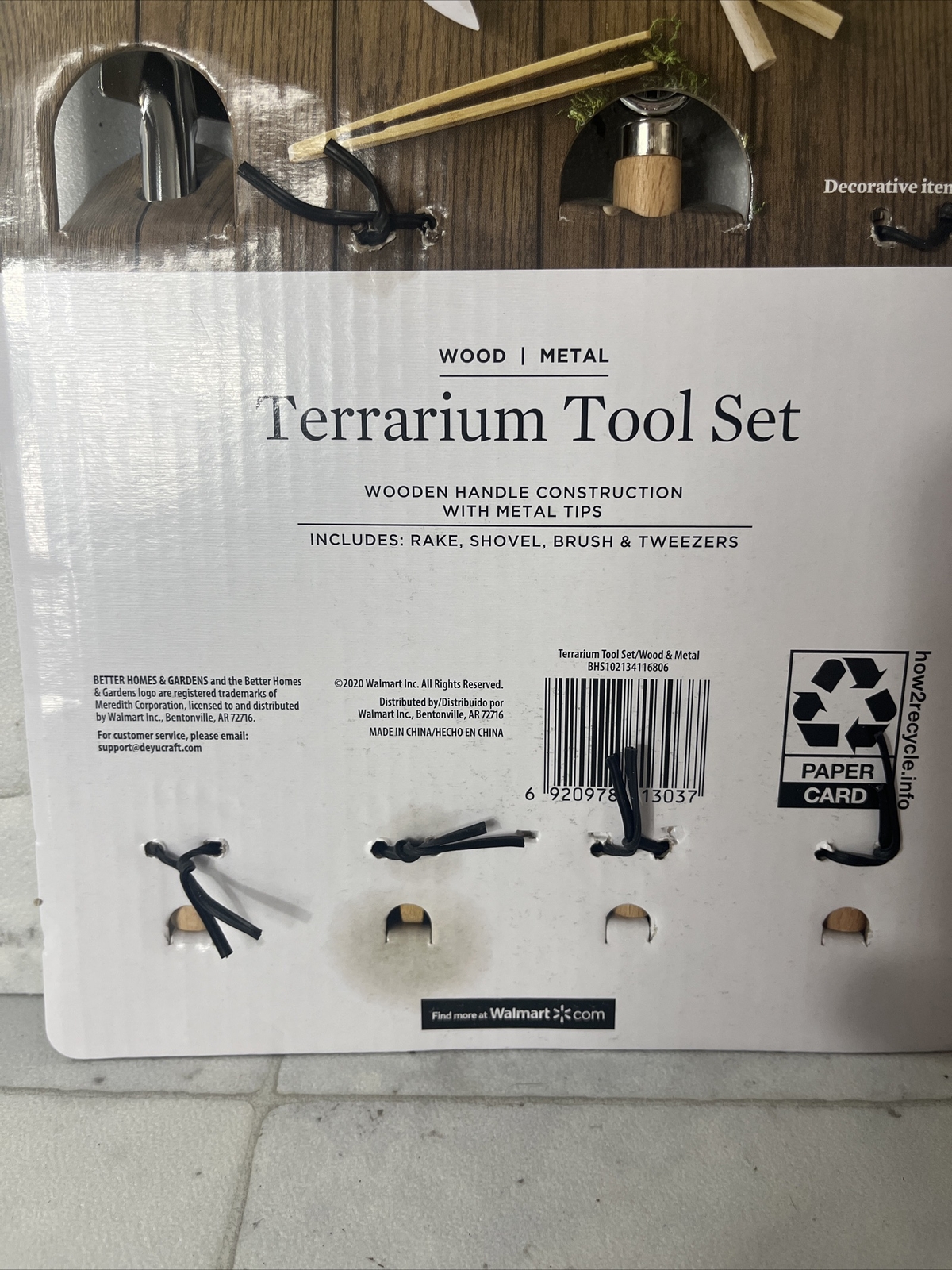 Better Homes & Gardens Terrarium Tool Set Wood Metal Rake Shovel Brush Tweezers gallery
