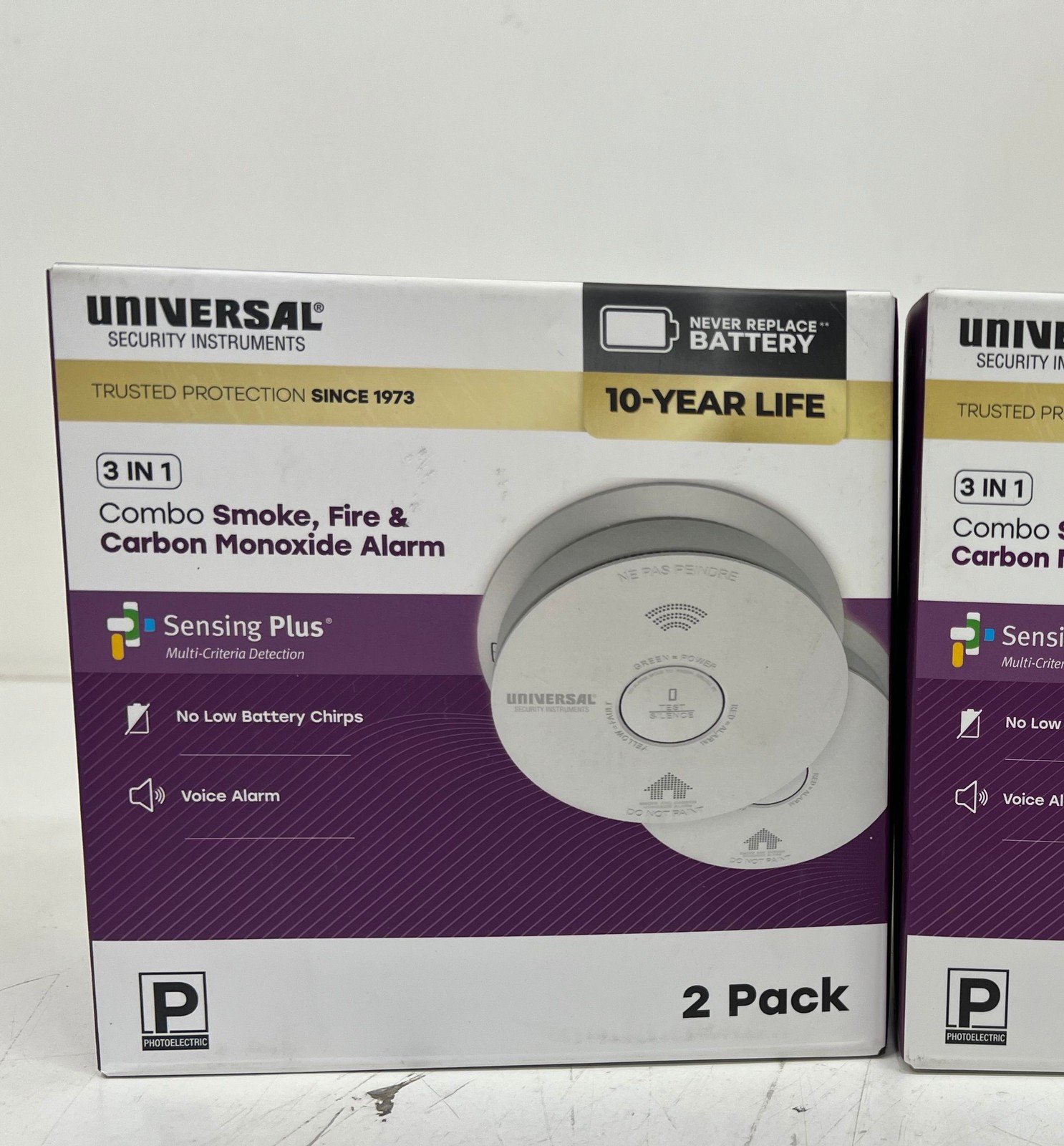 USI 4-Pack 10-Year Battery Comb Smoke+Carbon Monoxide Detector Voice Alarm gallery