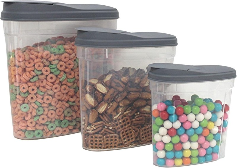 Dependable 3-Piece Cereal Dispenser Set BPA-Free Food Storage Containers grey gallery
