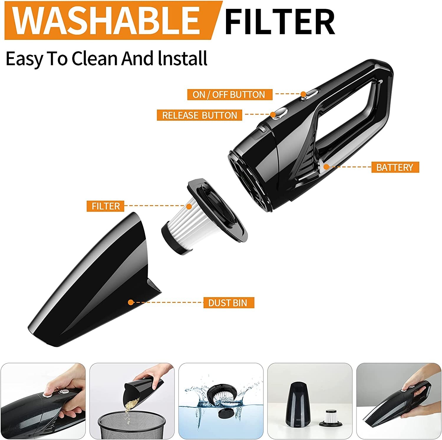 5 in 1 Handheld Vacuum Cleaner Cordless Rechargeable FOR HOUSE &CAR vacuum gallery