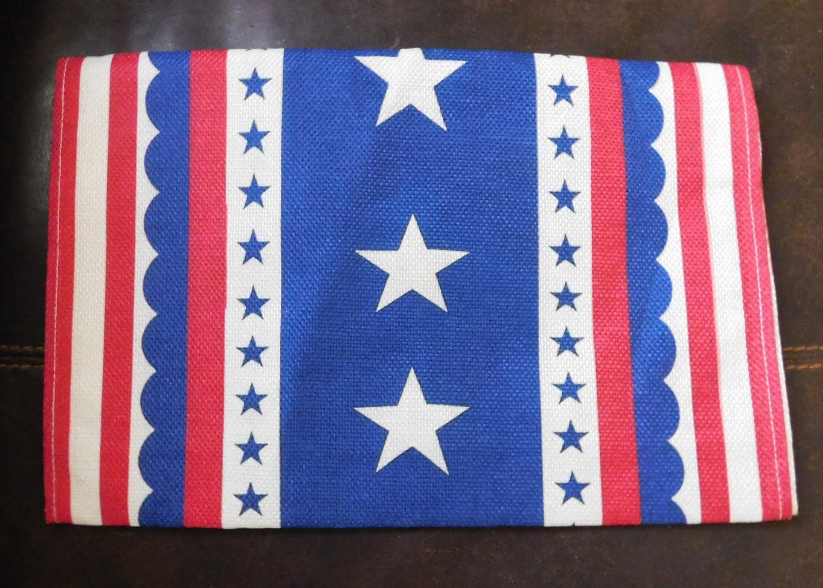 DURABLE CANVAS 13X48 PATRIOTIC STARS & STRIPES AMERICAN FLAG STYLE TABLE RUNNER gallery
