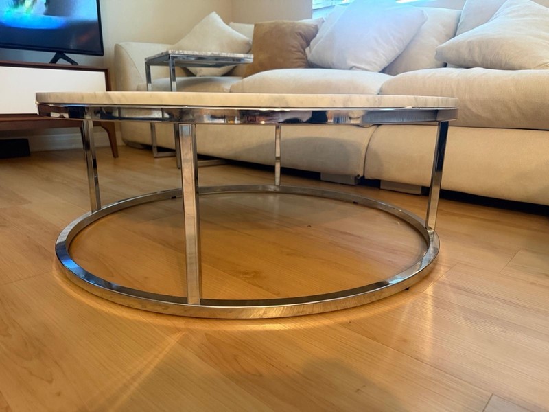 CB2 Low Marble Coffee Table 33*12 In gallery