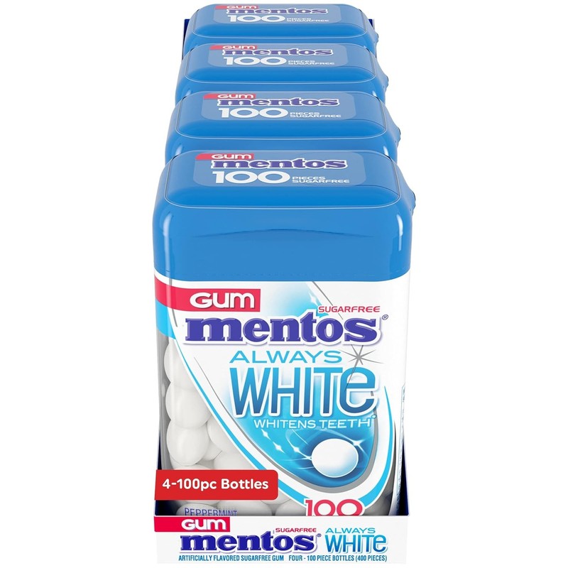Mentos Always White Peppermint Sugar Free Gum Xylitol 100 Count Fresh Breath gallery