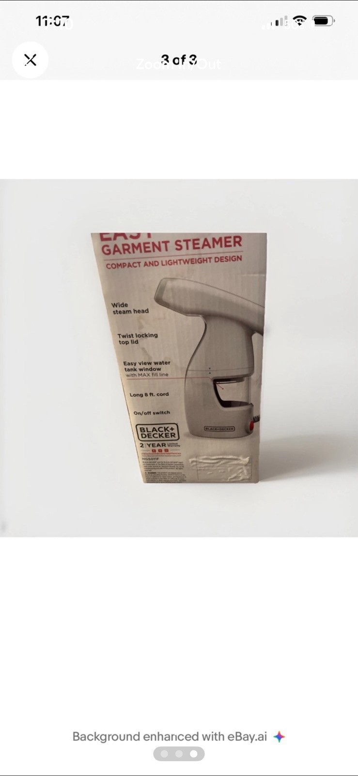 Black & Decker Easy Garment Steamer Quick Heat Up White BRAND NEW gallery