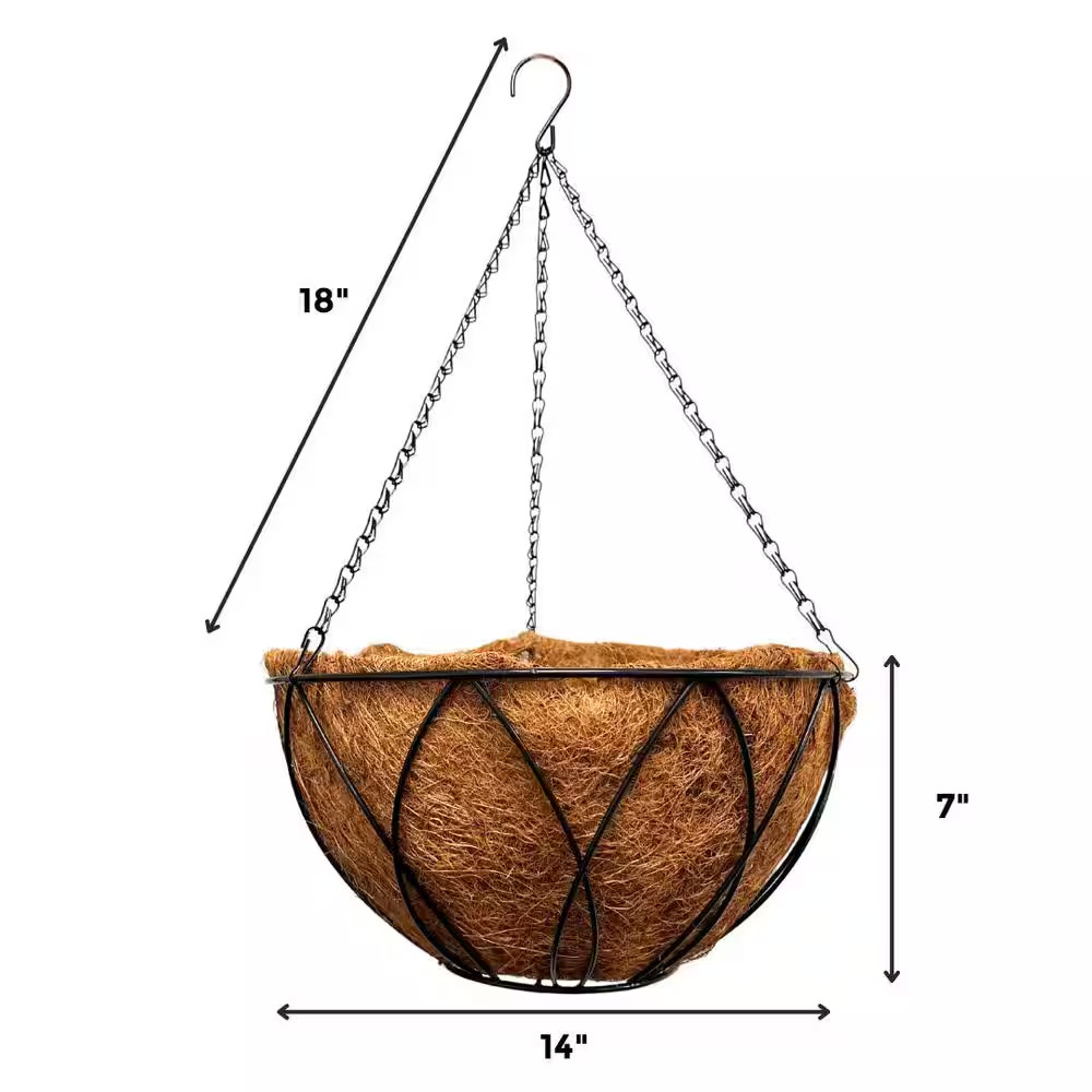 14 In. Devon Hanging Basket with Aquasav Coconut Fiber Liner and Chain gallery