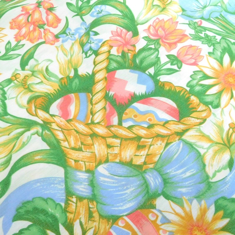 Large Easter Spring tablecloth blue pink yellow green 60 x 72 inches rectangle gallery