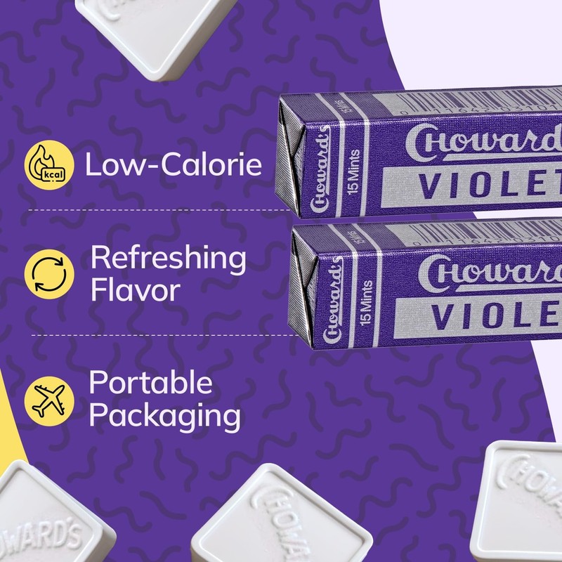 Choward's Violet Mints Candy | Bold 15 Count (Pack of 6), Blue,Red,Violet gallery