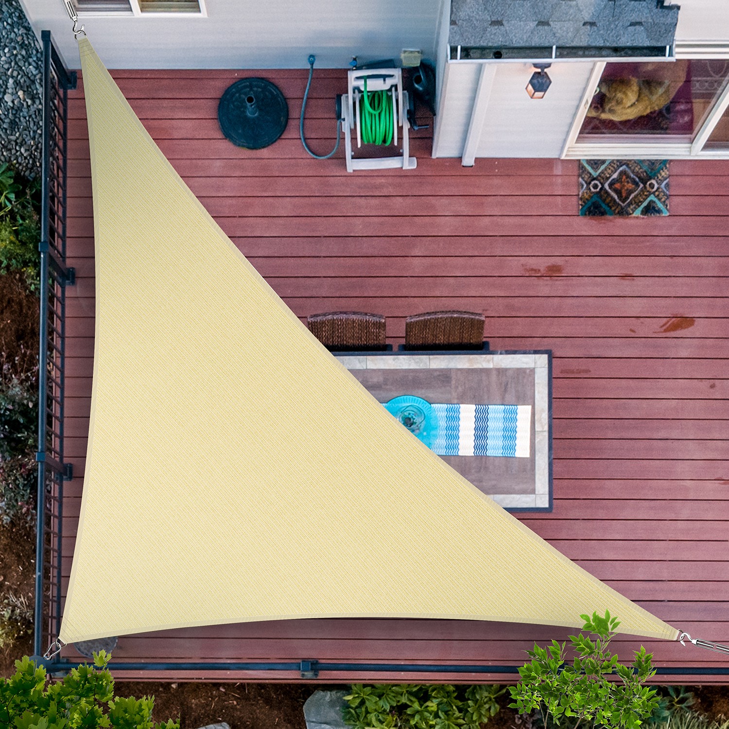 ColourTree Triangle Sun Shade Sail, 200GSM UPF50 UV Block Heavy Duty Mesh Canopy gallery