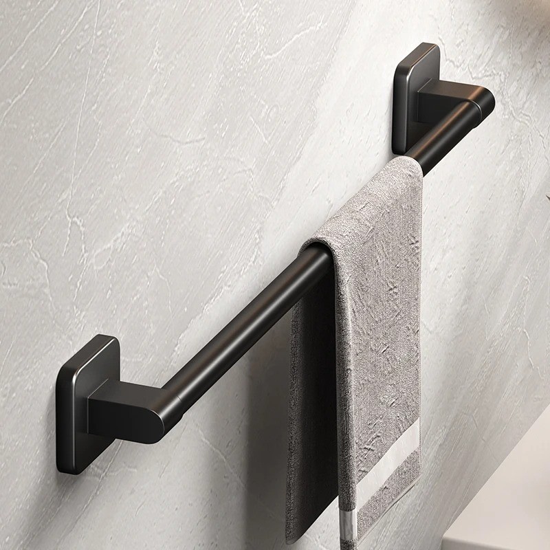 Bathroom Towel Holder White Without Drilling Bathroom Black Towel Rack Towel Bar gallery