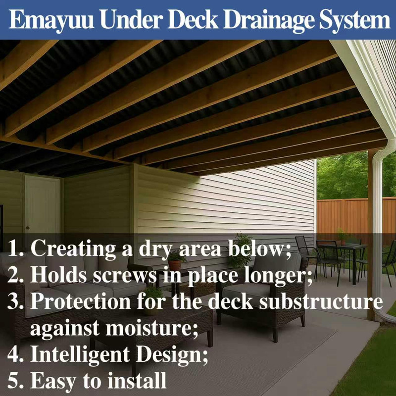 2 Rolls 50FT Black Waterproofing Membrane Black for under Deck Drainage System, gallery