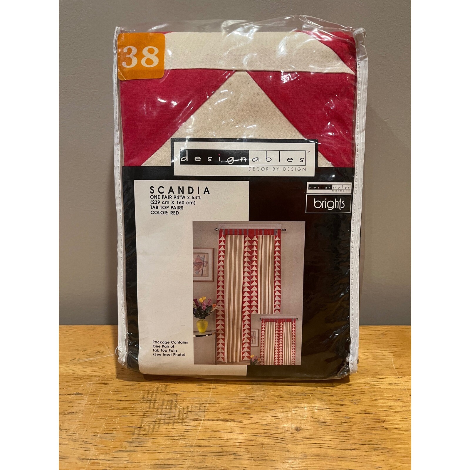 Designables Scandia Red Retro 80s Triangle Curtain Panels Pair 94x63 Tab Top gallery