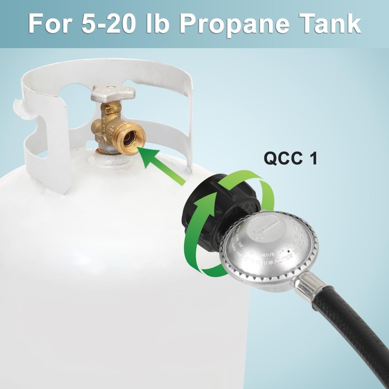 1-Pack Propane Hose with Regulator 2/5/12FT for Grill, Fire Pit, Heater Use gallery