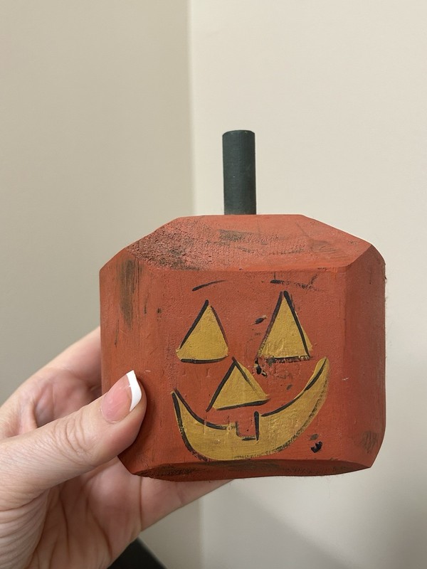 Vintage Rustic Wood Square Pumpkin Jack O Lantern Painted Folk Primitive gallery