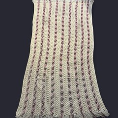 Soft Pink and Cream Wool Blend Knit Blanket – 42×70 Inches Light Bohemian Throw