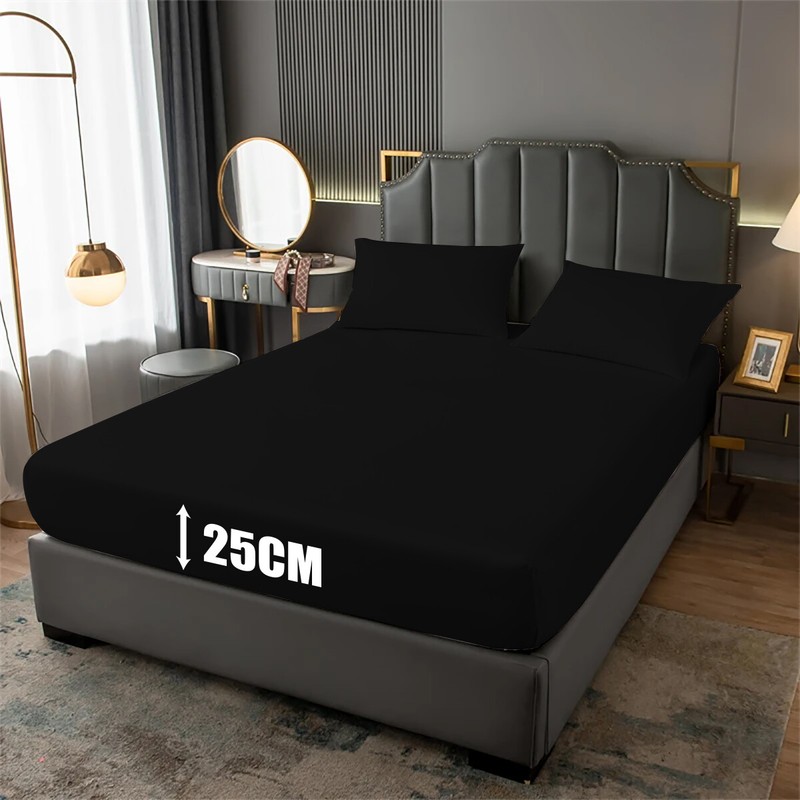 Extra Deep 25cm Full Fitted Sheet Bed Sheets Single Double King Size Pillowcases gallery