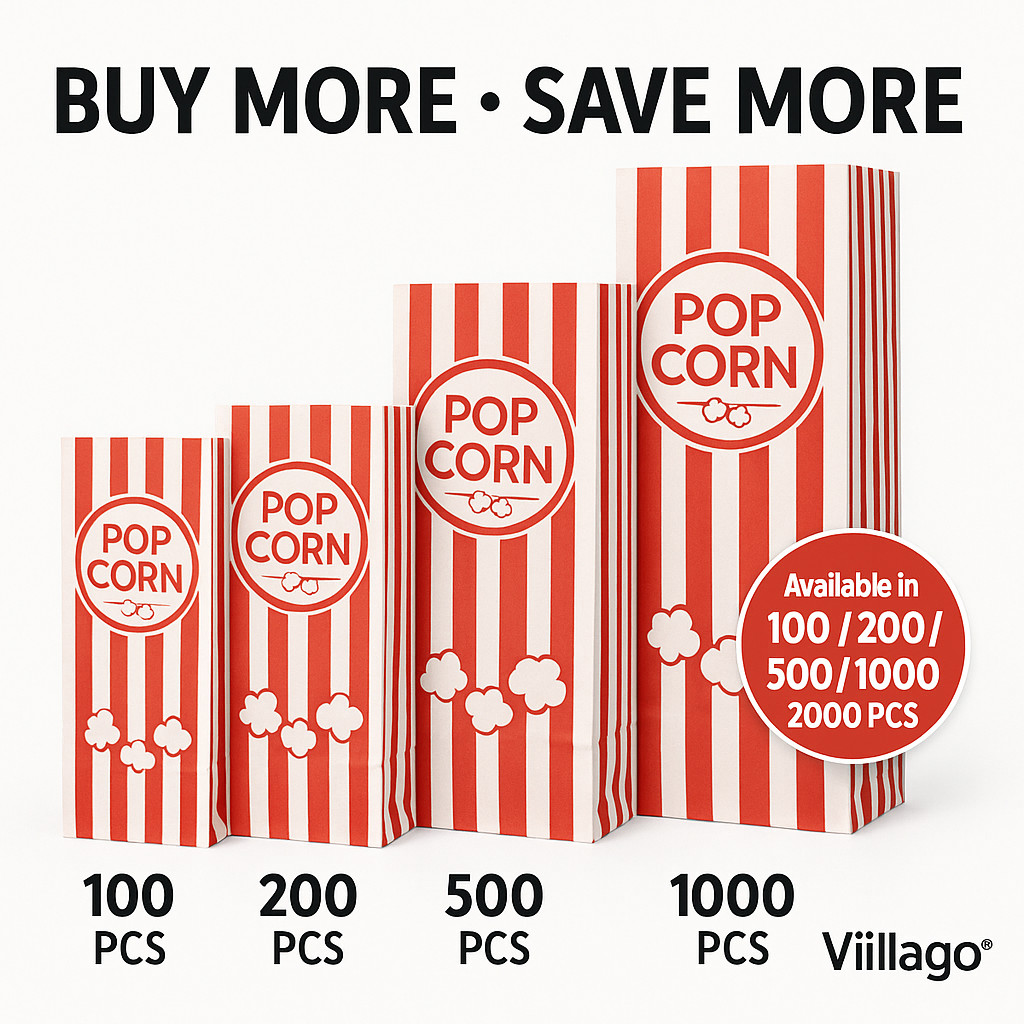 2 oz Popcorn Bags Red & White Striped Leak Proof Popcorn 4 3/4" x 1" x 12" Party gallery