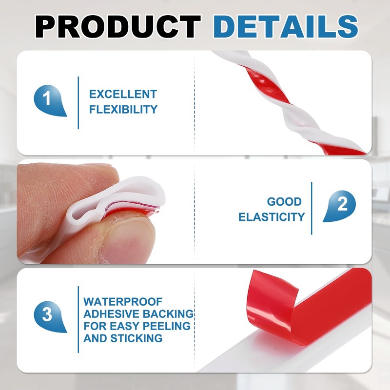 16.4FT Silicone D Shape Weather Stripping, Self Adhesive Doors Seals, White gallery