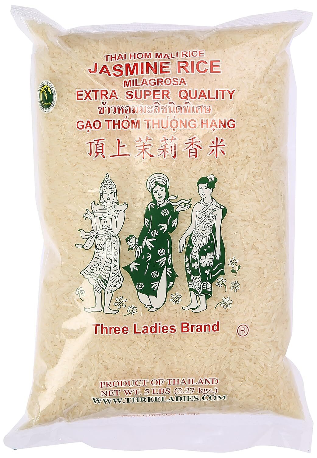 Three Ladies Brand Jasmine Rice 5 Pounds Thai Fragrant Rice Product Of Thailand gallery