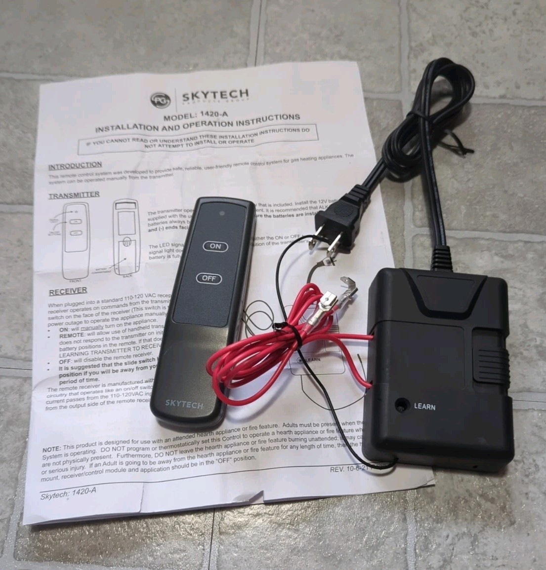 Skytech 1420-A On/Off Fireplace Remote Control Kit 110V gallery