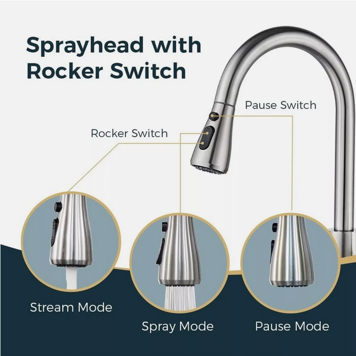 Stainless Steel Kitchen Faucet Pull Down Sprayer Spring Mixer Commercial Sink gallery