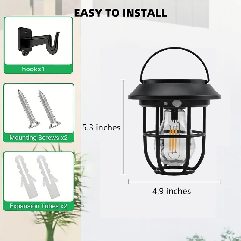 Protable LED Solar Motion Sensor Light Outdoor Garden Solar Lantern Hanging Lamp gallery