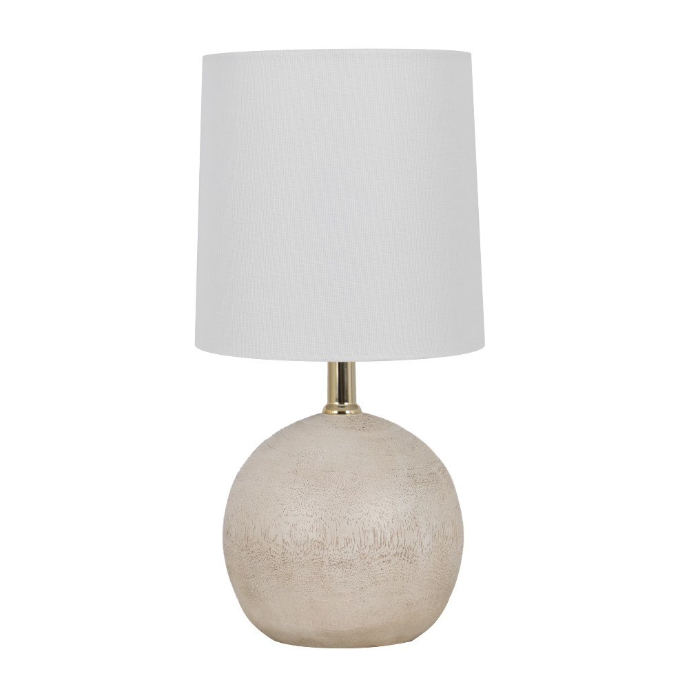 12.75 Inch White Ball Table Lamp with White Linen Shade gallery