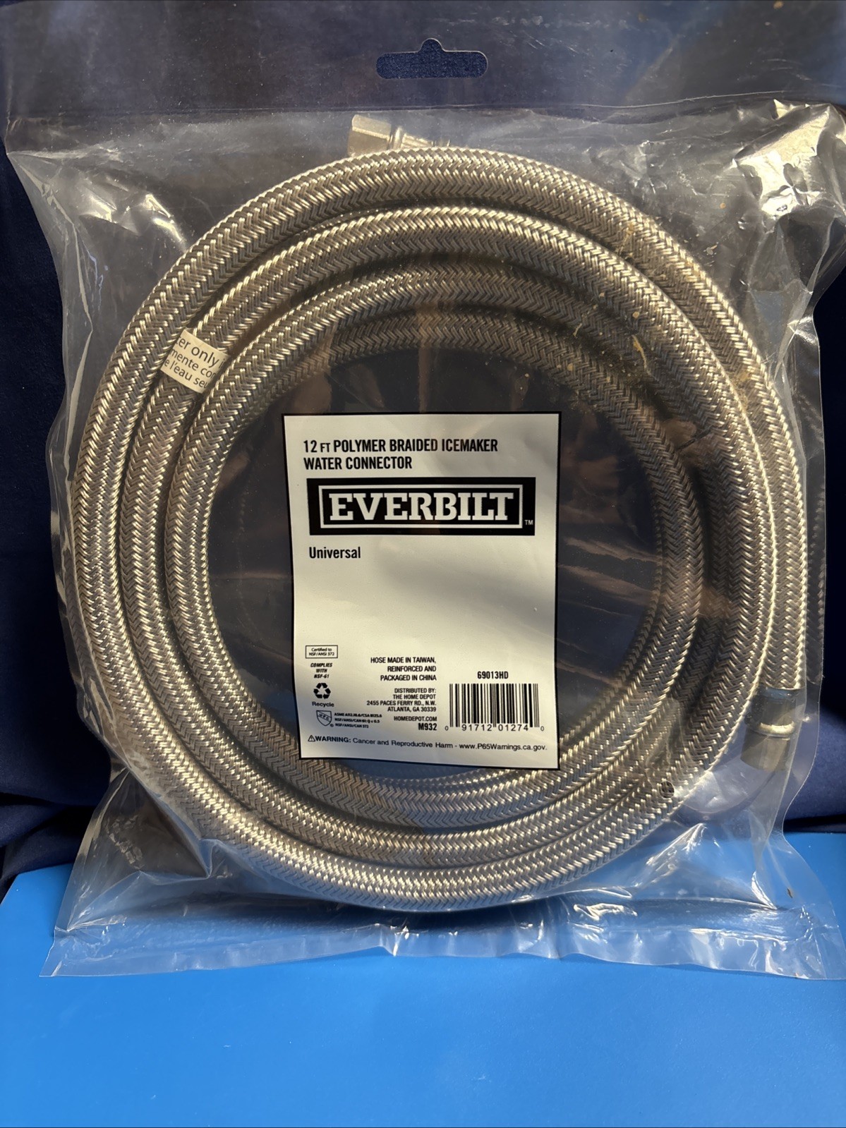 12 Ft Polymer Stainless Steel Icemaker Water Connector Supply Hose Universal gallery