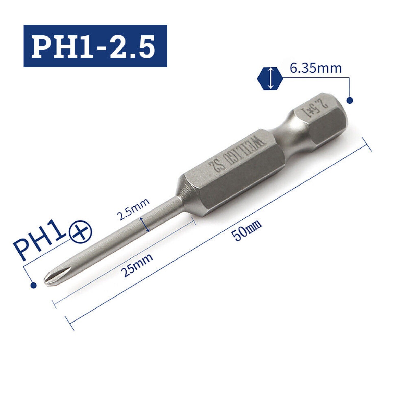 PH0 PH1 PH2 Phillips Head Screw Bit or Set Impact Driver Drill Magnetic 1/4" Hex gallery