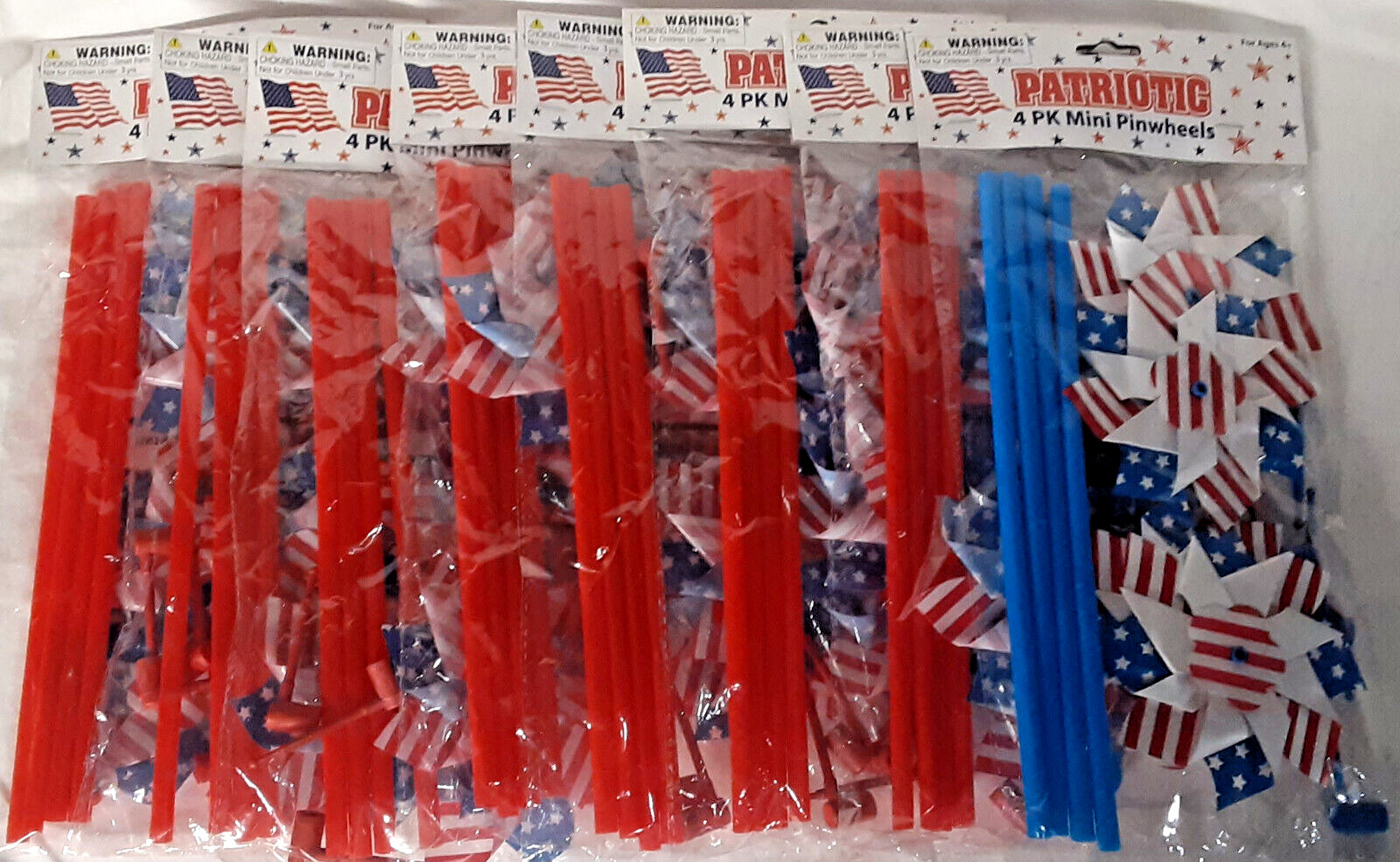 32 New Patriotic Mini Pinwheels - 8 packages of 4, Assembly Required, Spinners gallery