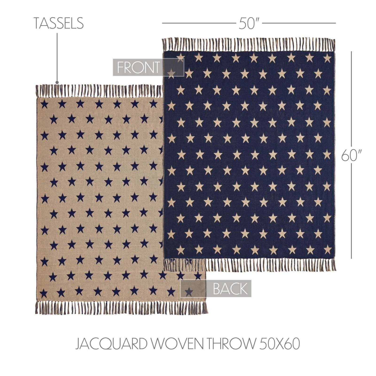 New Rustic Primitive Country NAVY STAR THROW Woven Afghan Blanket Coverlet gallery