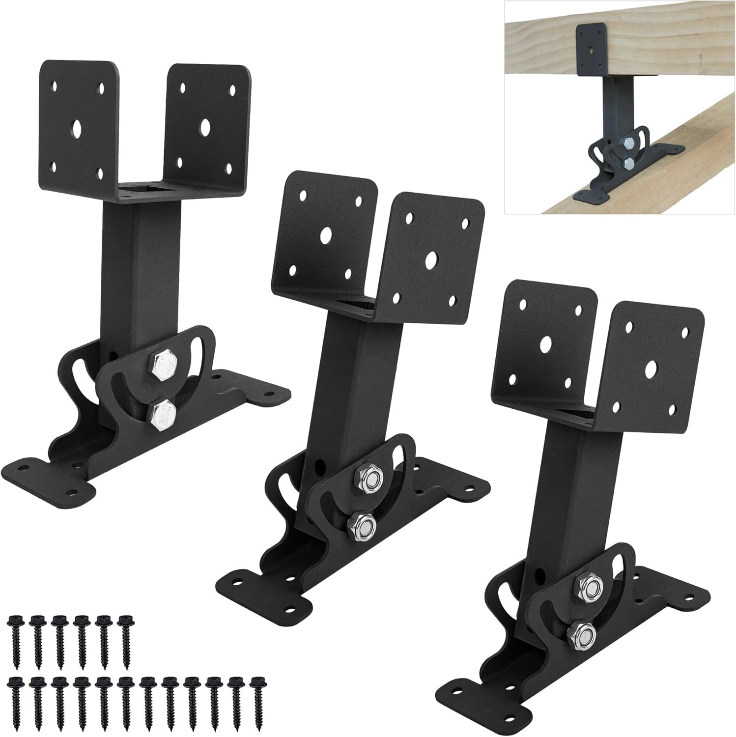3PCS Roof Riser Brackets Kit - Adjustable Pergola Beam Brackets - Heavy Duty Mou gallery