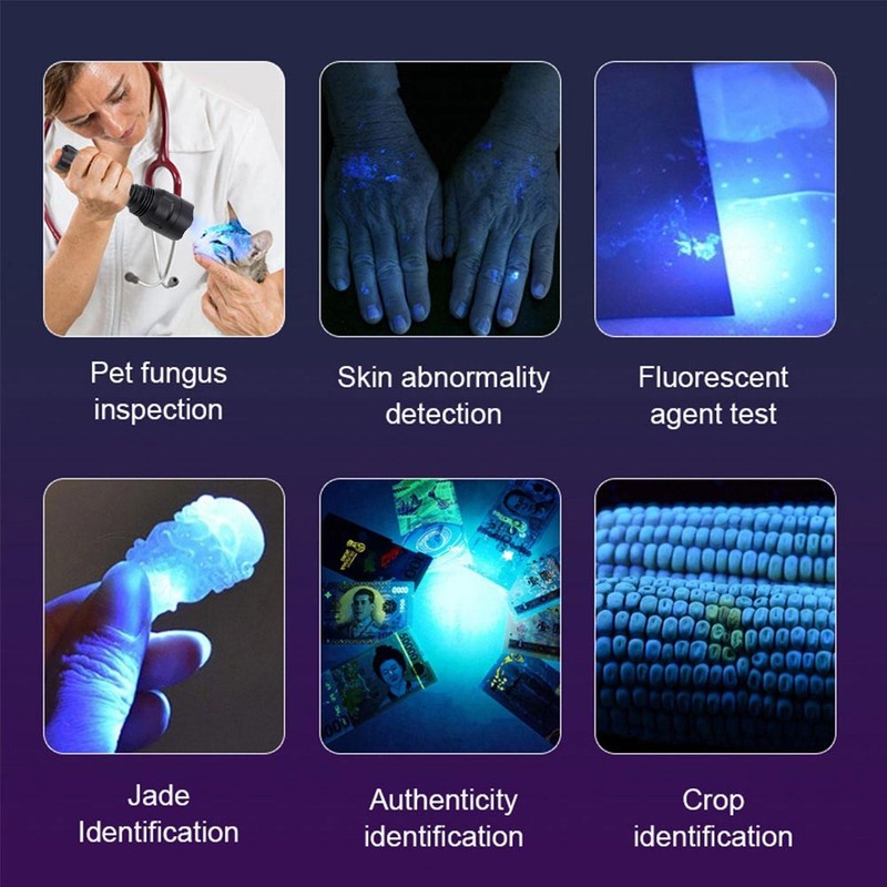 Strong 365Nm LED Flashlight Blacklight UV Light Ultraviolet Inspect Lamp+Battery gallery