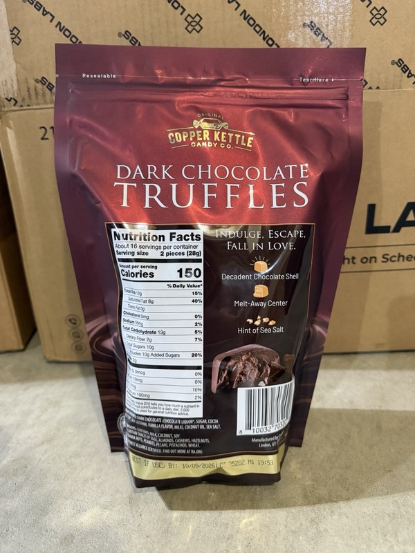 Copper Kettle Candy Company Dark Chocolates Sea Salt Truffles 16 Oz EXP 03/2027 gallery