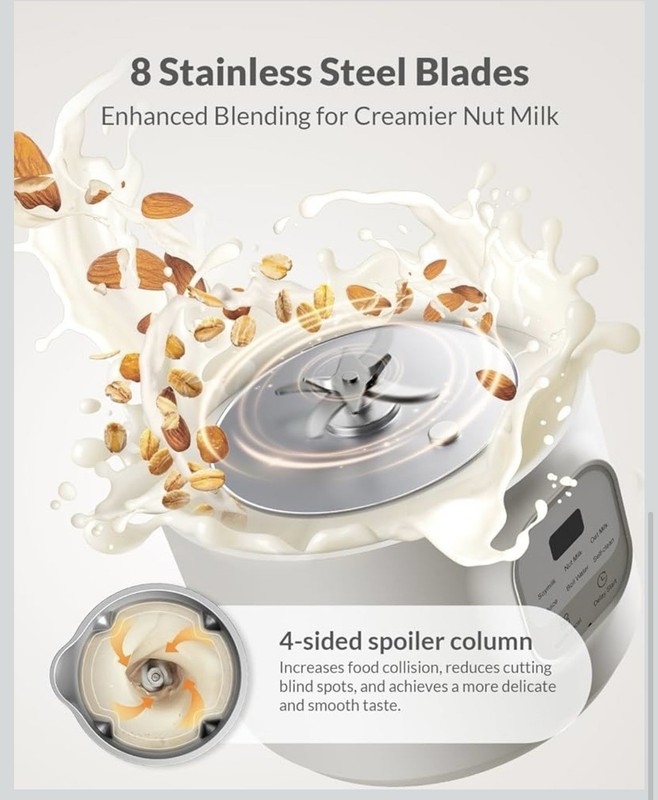 6 in 1 Automatic Nut Milk Maker,with Delay Start/Keep Warm/Boil Water/Self-Clean gallery