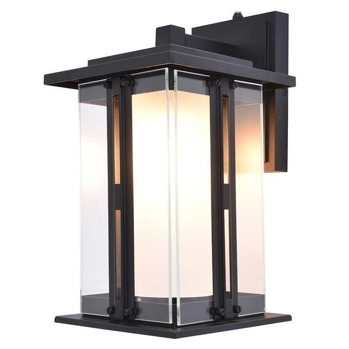 Lutec Craftsman Style LED Wall Lantern, Matt Black Aluminum with Glass Panels gallery