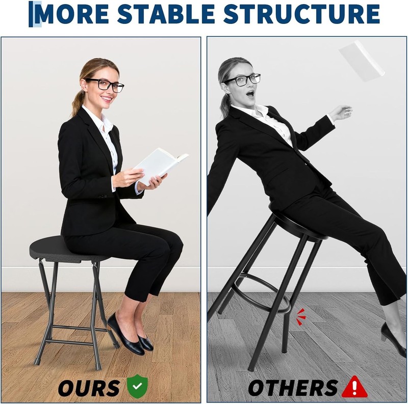 Foldable Stool Chair with Handle Heavy Duty Portable Round for Dorm Kitchen Set gallery