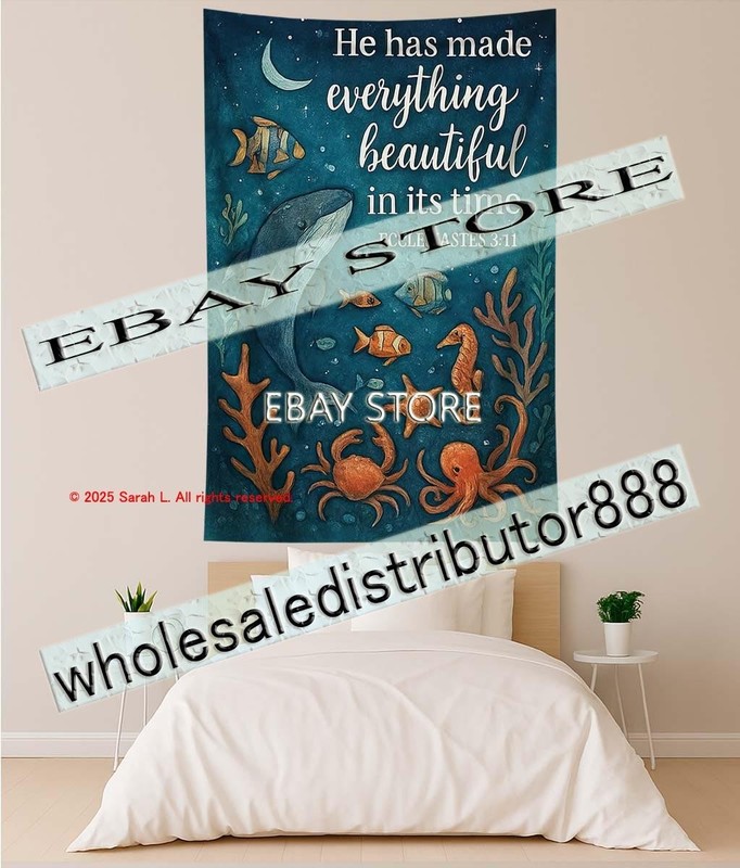 Tapestry Everything Sea Life Ecclesiastes 3 11 Christian encouragement 59X82 in gallery