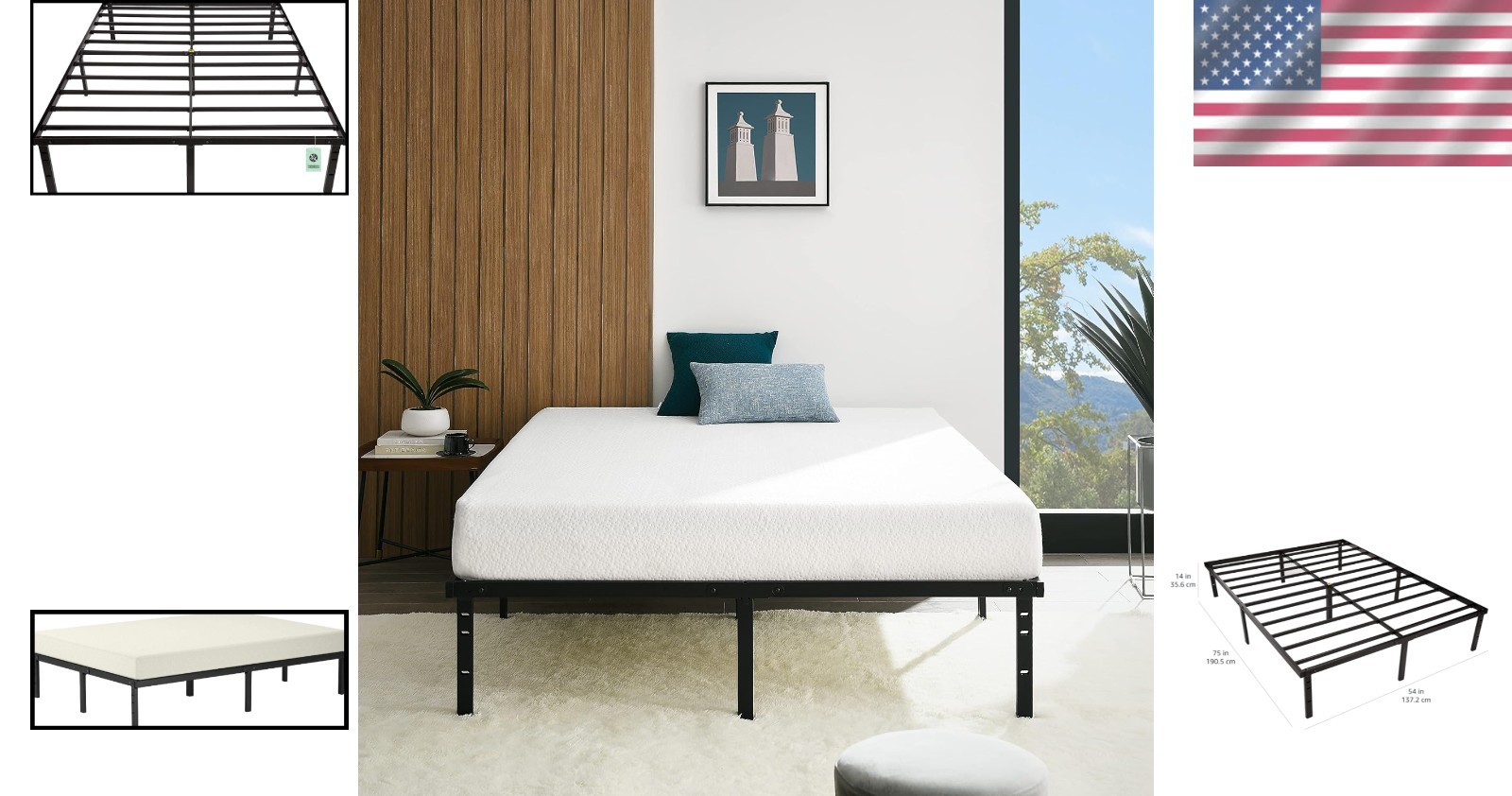 Heavy-Duty Full Size Bed Frame - 14 Inch, Noise-Free & Squeak Resistant gallery