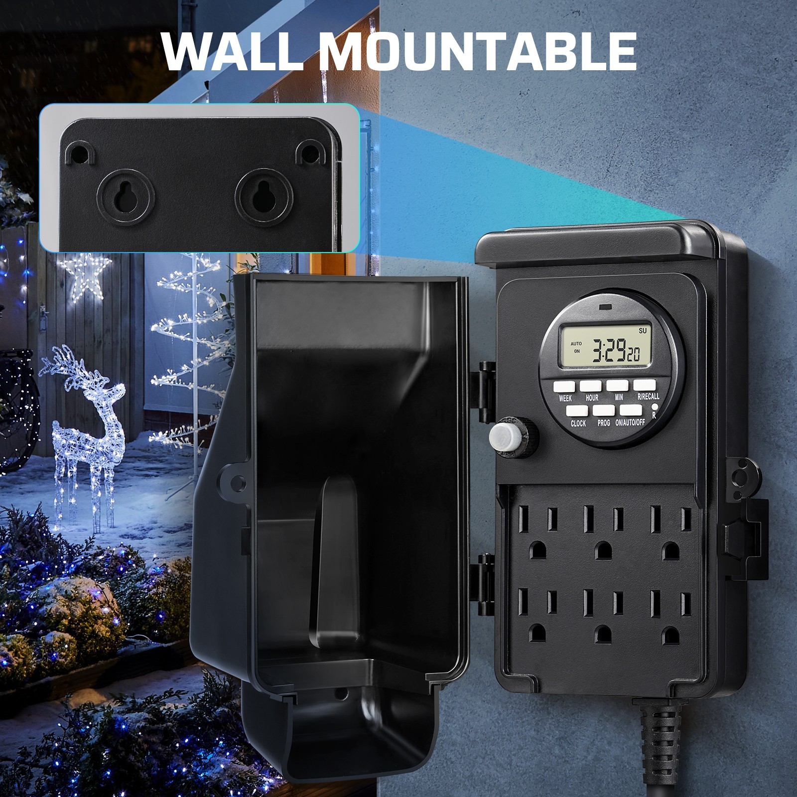 DEWENWILS Outdoor Digital Power Strip Timer, Multi Sockets, Waterproof 6 Outlets gallery