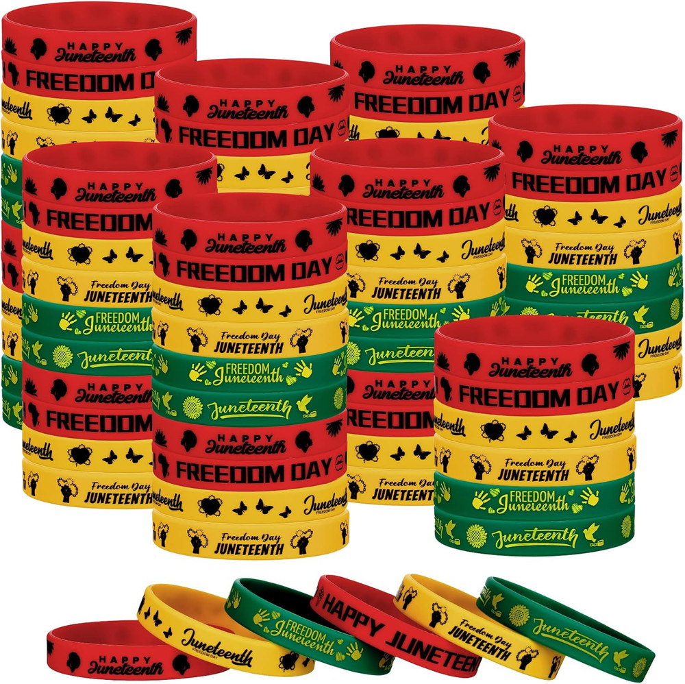60 Pcs Juneteenth Rubber Bracelets Black History Month Party Favors Juneteenth P