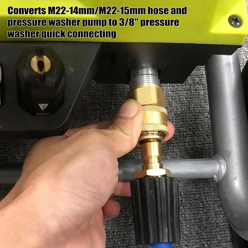 4x Pressure Washer Adapters Set Quick Disconnect Kit M22 Swivel to 3/8'' Connect gallery